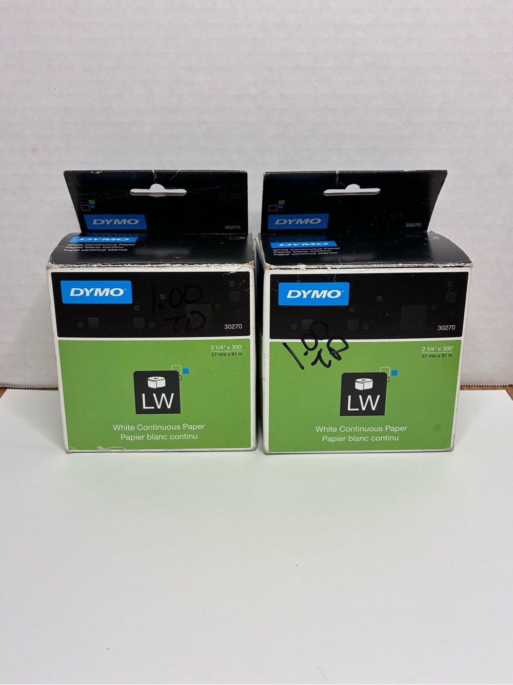 2 Pack Dymo White Continuous Paper 30270 Label And Name Tag 2 1/4 x 300 Bundle